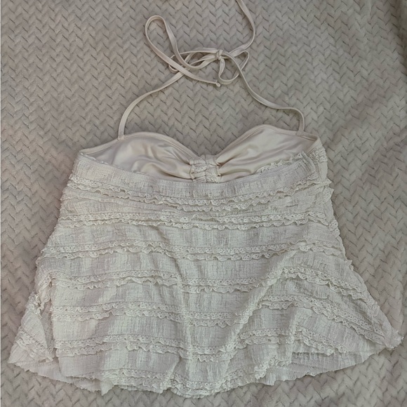 Ivory Ruffled Halter Tank Top - Picture 2 of 2